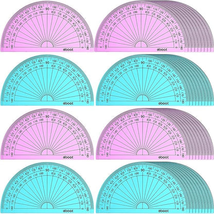EBOOT 50 Pcs Math Protractors Plastic Protractor 180 Degrees, 4 Inches (Pink,Blue)