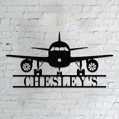 Personalized Metal Airplane Wall Art, Airplane Name Sign, Customized Pilot Name Sign, Airplane Hangar Sign Decor, Aviation Home Office Decor, Large Outdoor Decor, Pilot Gifts, Aircraft Lovers Gift
