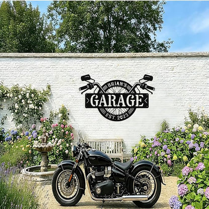 Custom Motorcycle Wheel Metal Signs Personalized Biker Name Sign Custom Garage Decor Motorbikes Wall Art Decor Motorcycle Sign Men Room Decorate Gifts for Men Husband Rider