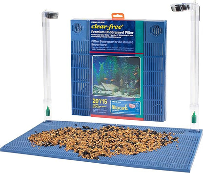 Penn-Plax Undergravel Aquarium Filter for 15-20 (high) Gallon Tanks – Two 11.2” x 11.25” Plates – Under Gravel System for Clear, Clean Water – Safe for Freshwater and Saltwater Tanks