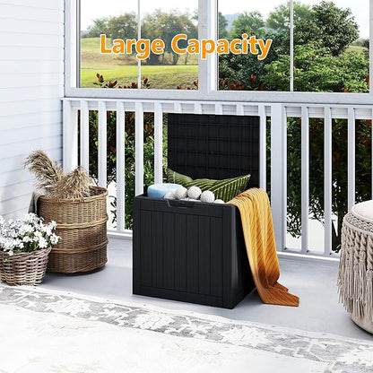 Yardgrace 35 Gallon Outdoor Storage Box Waterproof, Resin Deck Boxes with Lockable Lid & UV-Resistant for Patio, Pool, Garden Furniture Cushions & Accessories, Black