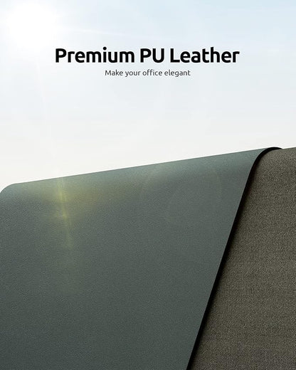 YSAGi Leather Desk Protector, Office Mat, Large Mouse Mat, Non-Slip PU Leather Blotter, Laptop Desk Pad, Waterproof Writing Pad for Office and Home (Dark Green, 35.4" x 17")