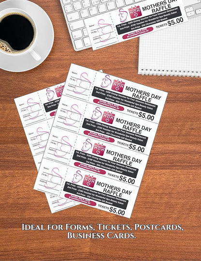 Limited Papers (TM) 8.5x11 Perforated Paper, 20/50 Pound, 75 GSM, Variety of Perforation Sizes and Colors, for Forms, Tickets, Postcards. (Canary, 4 up - horizontal every 2.75")
