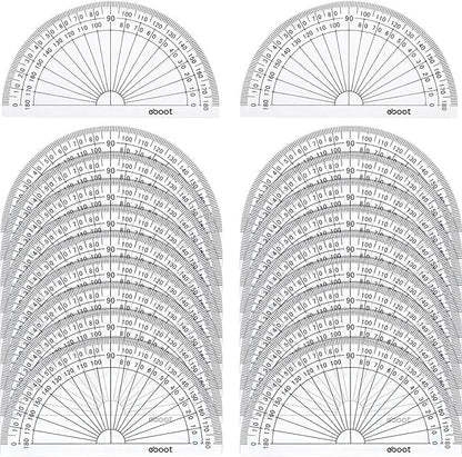 20 Pack Plastic Protractor, 180 Degrees Protractor for Angle Measurement Student Math, 4 Inches, Clear