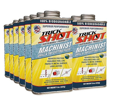 Premium USA-Made Cutting Oil & Fluid | 12 Unit Case - 8 oz. Metal Can | Non-Toxic, Eco-Friendly, NSF H1 & USDA Certified | Ideal for Metal Cutting, Tooling, and Machinist Applications by Trick Shot®