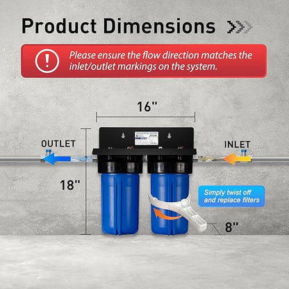 iSpring WGB21B 2-Stage Whole House Water Filtration System & WSP-100 Reusable Whole House Spin Down Sediment Water Filter, 100 Micron Flushable Prefilter Filtration