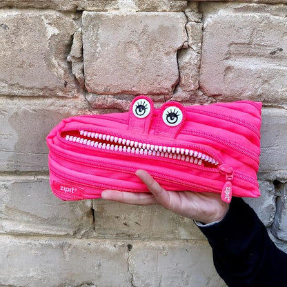 ZIPIT Monster Pencil Case for Girls, Cute Zipper Pouch for Kids Teens, Stationery Bag for School ,Pink