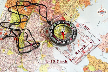 TurnOnSport Orienteering Compass - Advanced Scout Compass for Hiking, Camping, and Backpacking - Best Survival Gifts for Kids
