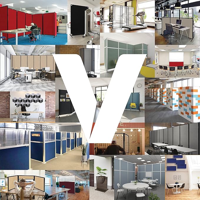 Versare Workstation Partition | Portable Wall Divider | Modern Office Cubicle | Free Standing Privacy Screen | Flexible Work Space | 66" x 70" Gray Elm Wood Grain Panels with Clear Window