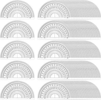 Nicunom 100 Pack Plastic Protractor 180 Degree Math Protractors Geometry Student Protractor, 4 Inches, Clear