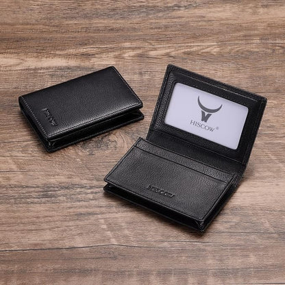 Leather Business Card Case Holder for Men & Women, Italian Calfskin