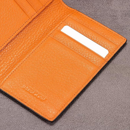 Slim Leather Credit Card Holder for Men & Women 8cc, Italian Calfskin (Pebbled Whiskey)