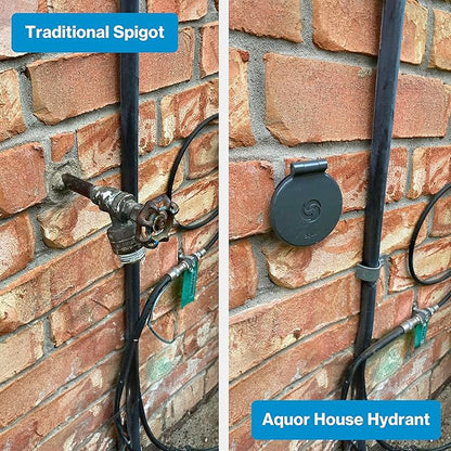Aquor House Hydrant V1+ Frost Free Outdoor Faucet, Anti Siphon Valve with Quick Connect, Frost Proof Flush Wall Hose Bib, 2 inch Stem, 3-5/8 inch Install Depth, Slate Gray