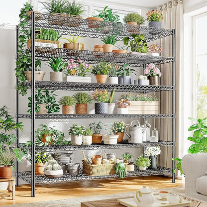 REIBII 83" H Storage Shelves 3840LBS Metal Shelving Unit 6 Tier Wire Shelving Commercial Adjustable Garage Shelving Heavy Duty for Storage Rack for Pantry, Garage, Kitchen, 83" H x 55.5" W x 18" D