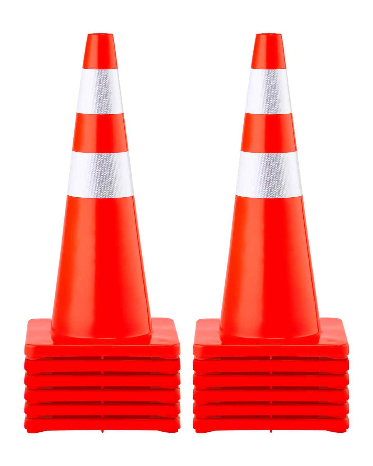 Safety Cones, 28 in/73 cm Height, 12 PCS PVC Orange Traffic Cone with 2 Reflective Collars and Weighted Base, Used for Traffic Control, Driveway Road Parking and School Improvement