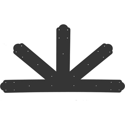 Gable Plate, Black Powder-Coated Truss Connector Plates, 12:12 Pitch Gable Bracket, 4 mm / 0.16\" Steel Truss Nail Plates, Decorative Gable Plate with Bolts for Wooden Beam Use