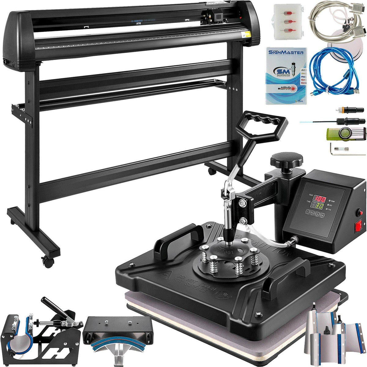 8 In 1 Heat Press Sublimation Machine & 53" Vinyl Cutter Cutting Plotter