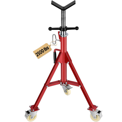 Pipe Stand, V Head Pipe Stand Adjustable Height 20-37 Inch, 2500LBS Pipe Stands with Casters, Folding Portable Pipe Stands for 1/8 to 12 Inch Pipe Supporting