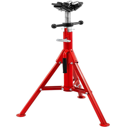Pipe Stand with 4-Ball Transfer V-Head and Folding Legs, 1500LBS Capacity Welding Pipe Stand Adjustable Height 28-52IN 1107A-type Pipe Stand for Welding