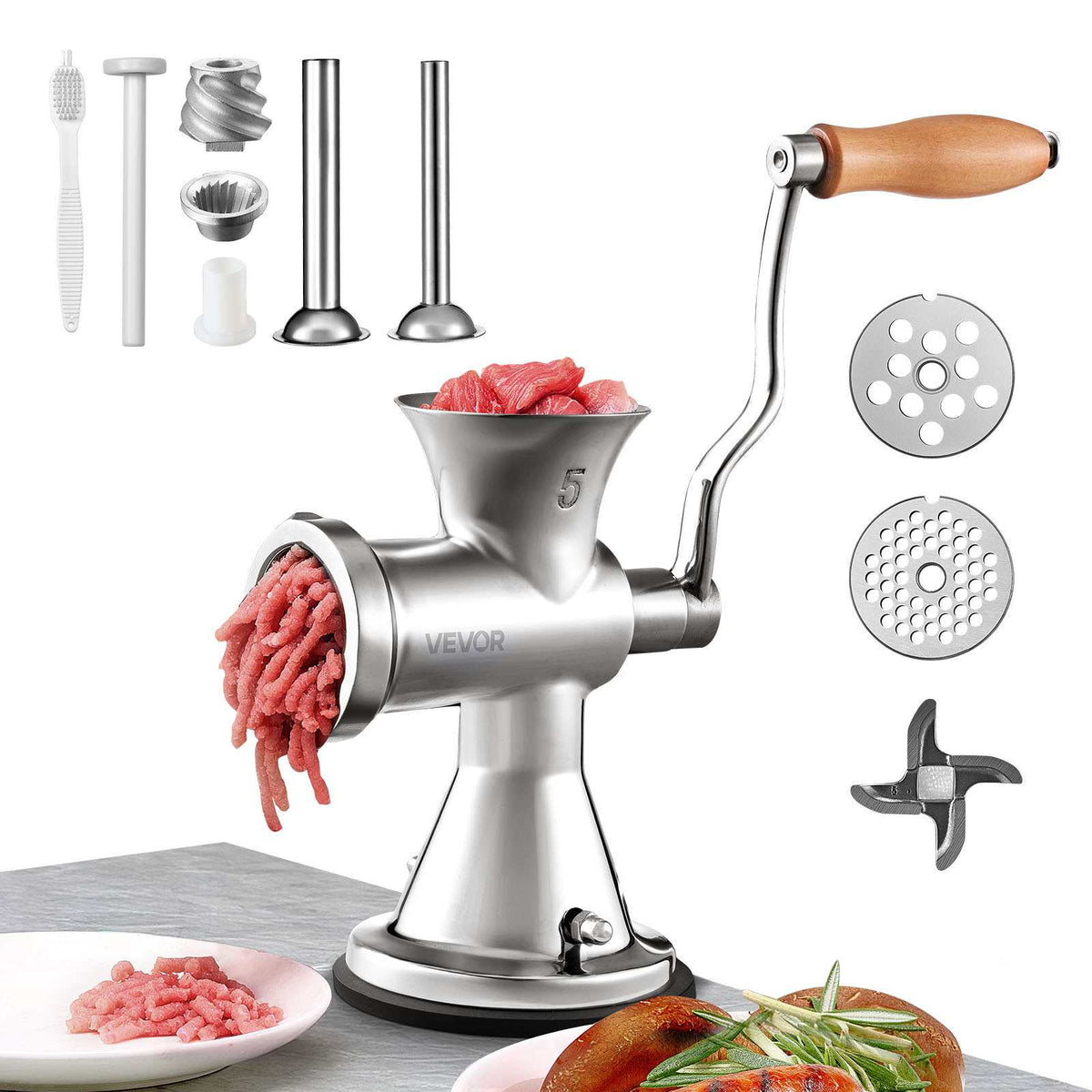Meat Grinder Manual 304 Stainless Steel Hand Operated Meat Grinder Multifunctional Crank Sausage Maker Coffee Powder Grinder for Household for Beef Chicken Pepper Mushroom Coffee