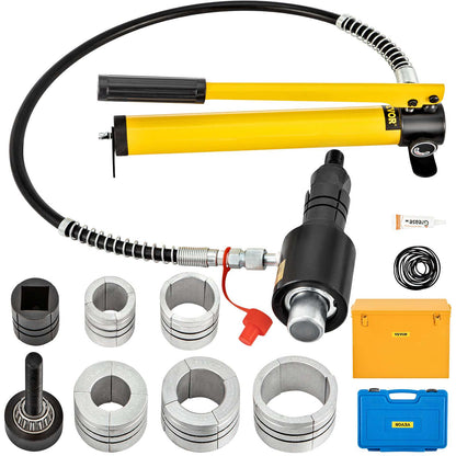 Hydraulic Exhaust Pipe Expander, 1-5/8\" to 4-1/4\" size, 10 T Manual Hydraulic Pipe Stretcher with 4 Dies and 2 Storing Case for Copper, Aluminum Tubes in Car Repairing