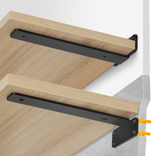 Shelf Bracket, 12”L x 4”W x 1.6”H 6 Pcs, Heavy Duty Floating Shelf Brackets, Brackets for Shelves, 5mm Thick Matte Black L Shelf Bracket,Steel Shelving Brackets with 160 lbs Load Capacity