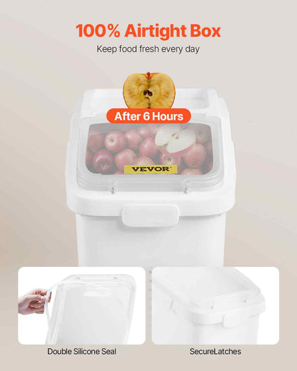 Rice Storage Container, 11.4Gallon/50L Capacity Large Dog Food Dispenser Bin, Kitchen Ingredient Grain Cereal Flour Bin, Pet food Containers with Wheels, Scoop, Scale Line, Airtight Lid, 1 Pack