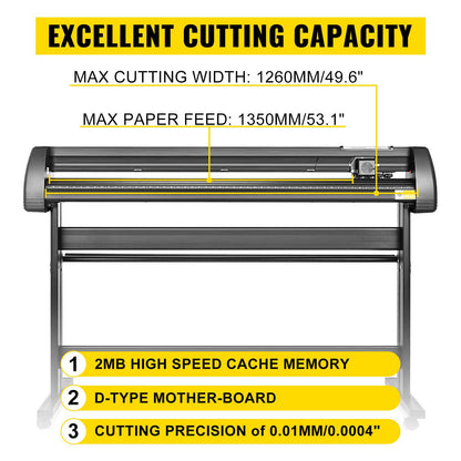 5 in1 Heat Press 15"x15" Vinyl Cutter Plotter 53" USB Port Sticker Print DIY