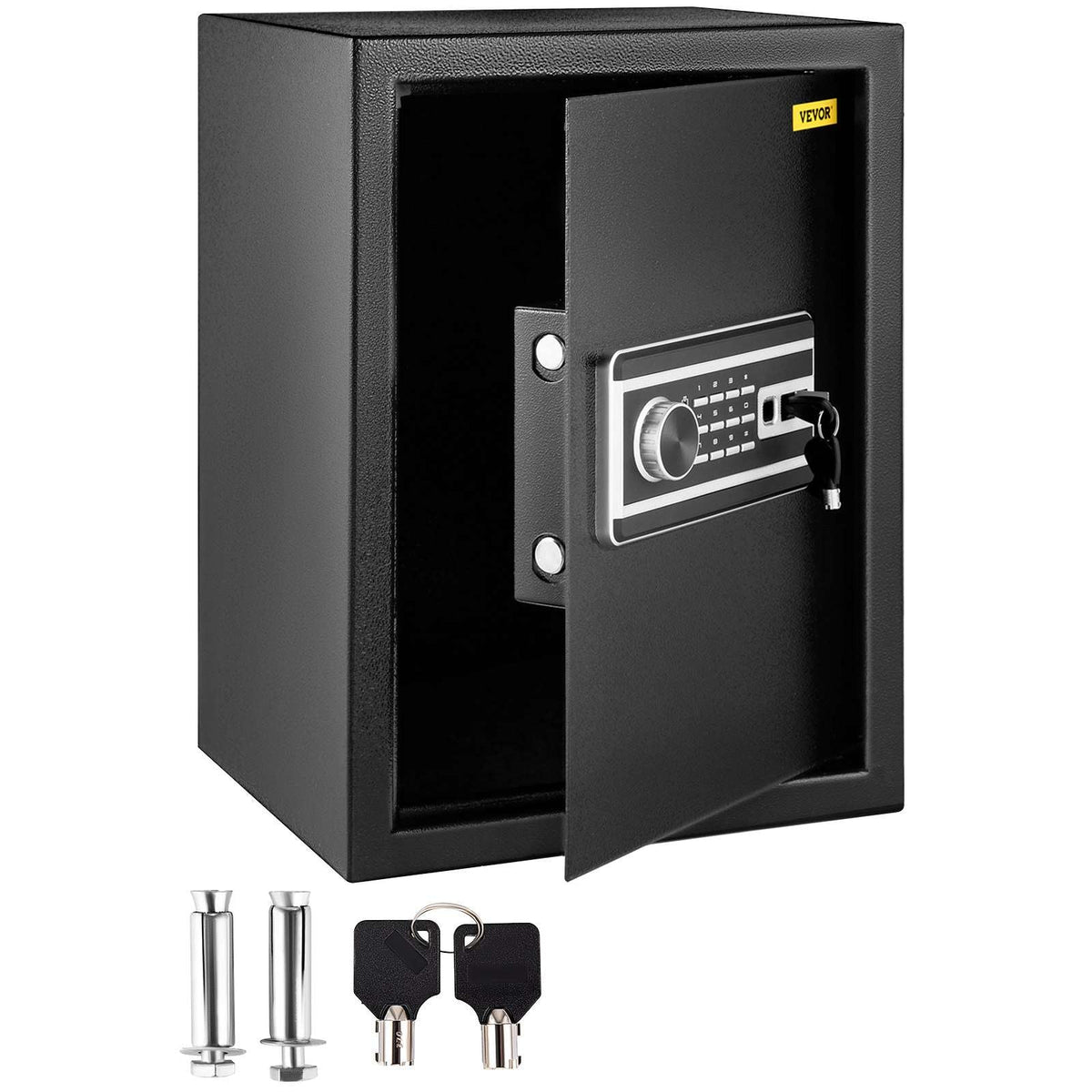 Safe Box, 2.1 CU.FT Fingerprint Safe Box for Money with 2 Keys & Digital Keypad, Q235 Steel Safe Box for Storing Cash, Jewelry, Pistols, Documents, Watches in Home & Office & Hotel