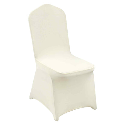 Stretch Spandex Folding Chair Covers, Universal Fitted Chair Cover, Removable Washable Protective Slipcovers, for Wedding, Holiday, Banquet, Party, Celebration, Dining, 100PCS (Ivory/Beige)